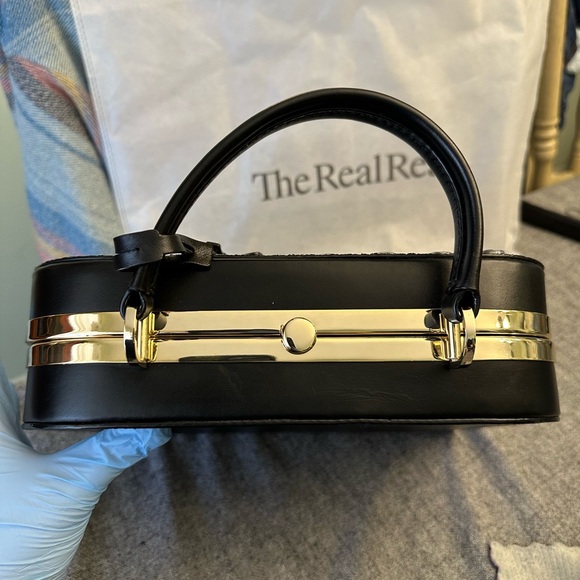 Glitter black Kate spade kiss lock satchel - Picture 7 of 15